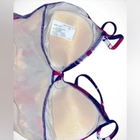 Body ID Ladies Retro 1 PC Swimsuit, BLK Background -RED/WHT Floral Pattern SZ 10 - Picture 3 of 6